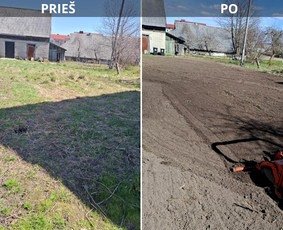 Žemės frezavimo prieš ir po rezultatas