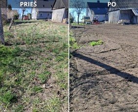 Daržo žemė prieš ir po frezavimo
